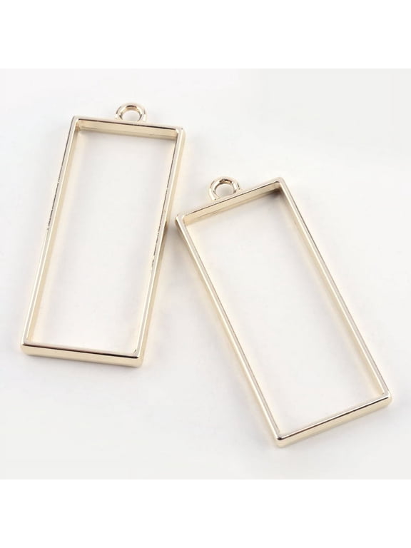 Rack Plating Alloy Rectangle Open Back Bezel Pendants For DIY UV Resin Epoxy Resin Pressed Flower Jewelry Cadmium Free Nickel Free Lead Free diy