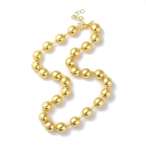 Rack Plating Brass Ball Chain Necklaces for Women Lead Free & Cadmium Free Real 18K Gold Plated 17.24 inch(43.8cm)