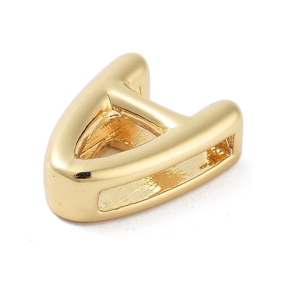 Rack Plating Brass Beads for Personalized Name Necklace Making Cadmium Free & Lead Free Long-Lasting Plated Real 18K golden Plated Letter A 14.5x11.5x4.5mm Hole: 1.5x10.5mm