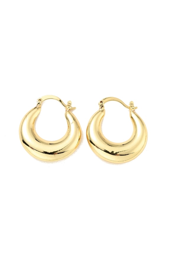 Rack Plating Brass Chunky Hoop Earrings for Women Cadmium Free Lead Free Real 18K golden Plated 28.5x25x5.8mm Pin: 0.5x1.8mm