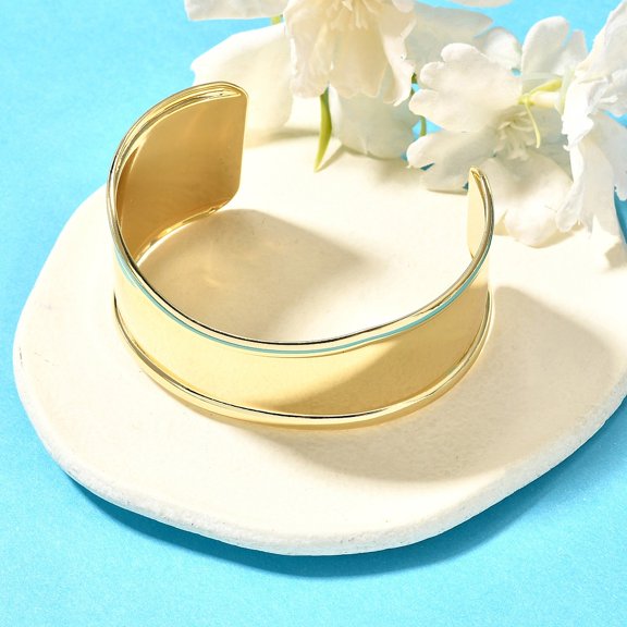 Rack Plating Brass Cuff Bangles Open Bangles for Women Cadmium Free & Lead Free Real 18K Gold Plated 1~1-5/8- inch(2.55~4.1cm) Inner Diameter: 1-7/8 x2-3/8 inch(4.8x6cm)