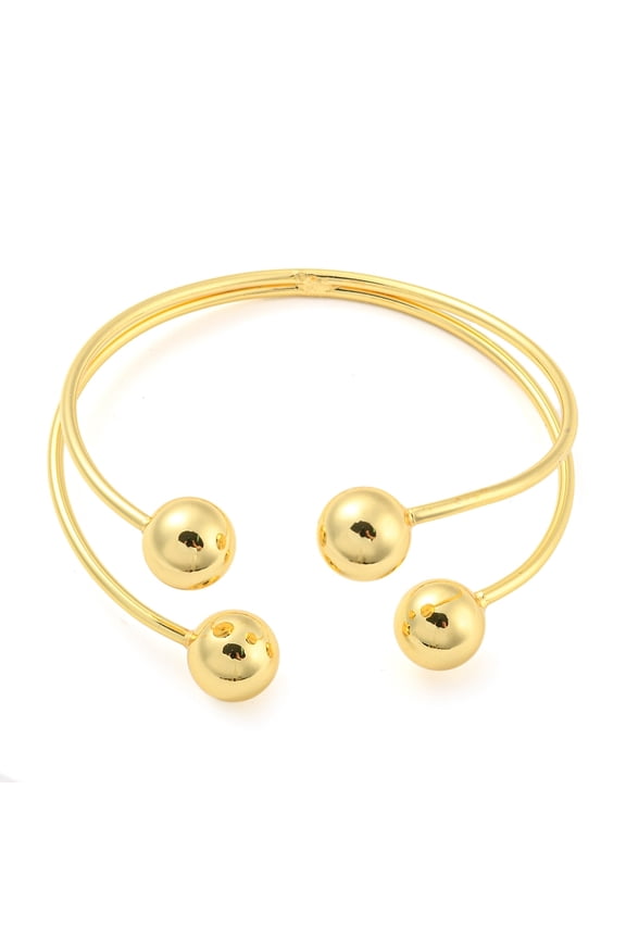 Rack Plating Brass Double Layer Cuff Bangles Lead Free Cadmium Free Real 18K Gold Plated Inner Diameter: 1-7/8x2-1/4 inch(4.85x5.6cm)