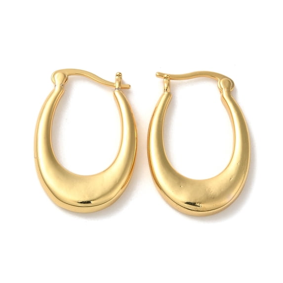Rack Plating Brass Hoop Earrings Lead Free Cadmium Free Long-Lasting Plated Real 18K Gold Plated 27x4mm