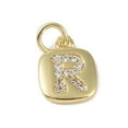 thumbnail image 1 of Rack Plating Brass Micro Pave CLear Cubic Zirconia Charms with Jump Rings Cadmium Free & Lead Free Long-Lasting Plated Real 18K golden Plated Letter R 11.5x9x1.5mm Hole: 2.8mm, 1 of 3