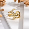 thumbnail image 1 of Rack Plating Brass Micro Pave Clear Cubic Zirconia Cuff Finger Rings for Women Long-Lasting Plated Moon & Star Real 18K Gold Plated 18.5mm, 1 of 5