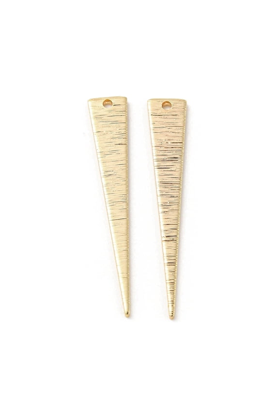 Rack Plating Brass Pendants Thin Triangle Charm Real 18K Gold Plated 36.5x6x1mm Hole: 1.2mm
