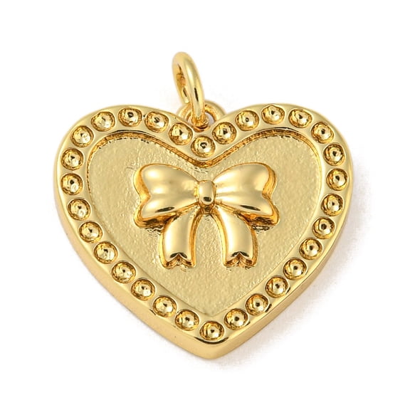 Rack Plating Brass Pendants with Jump Ring Cadmium Free Lead Free Long-Lasting Plated Heart Real 18K Gold Plated 16x18x3mm Hole: 3.4mm