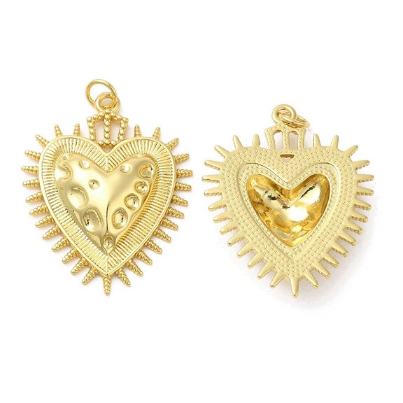 Rack Plating Brass Pendants with Jump Ring Lead Free & Cadmium Free Long-Lasting Plated Heart Charms Real 18K golden Plated 30.5x24.5x5mm Hole: 3.6mm