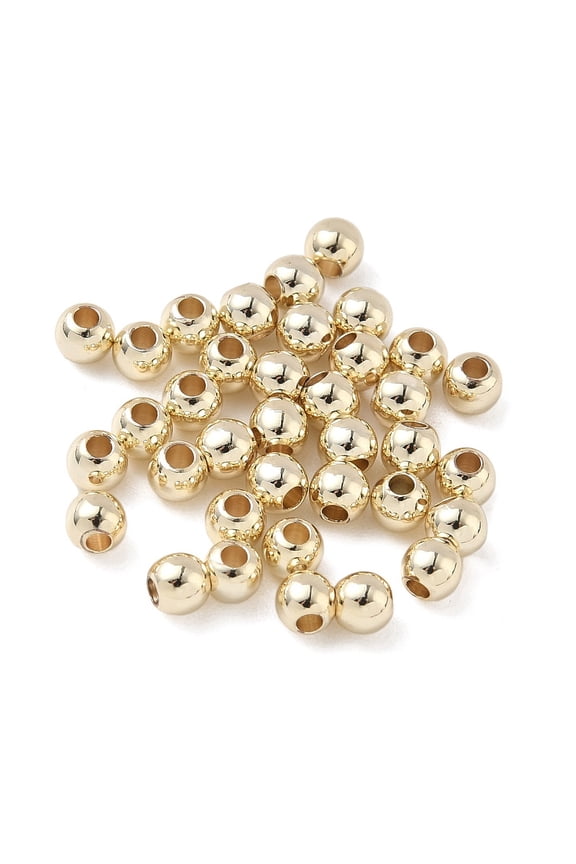 Rack Plating Brass Round Beads Long-Lasting Plated Real 18K Gold Plated 2x1.5mm Hole: 0.8mm