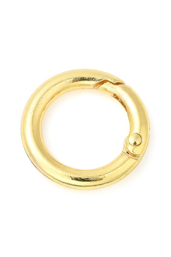 Rack Plating Brass Spring Gate Rings Round Ring Lead Free & Cadmium Free Long-Lasting Plated Real 18K Gold Plated 6 Gauge 25x4mm