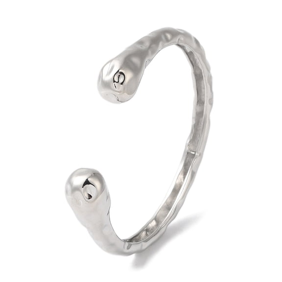 Rack Plating Brass Textured Open Cuff Bangles Cadmium Free & Lead Free Long-Lasting Plated Platinum Inner Diameter: 2-3/8 inch(5.99cm) 11.6mm