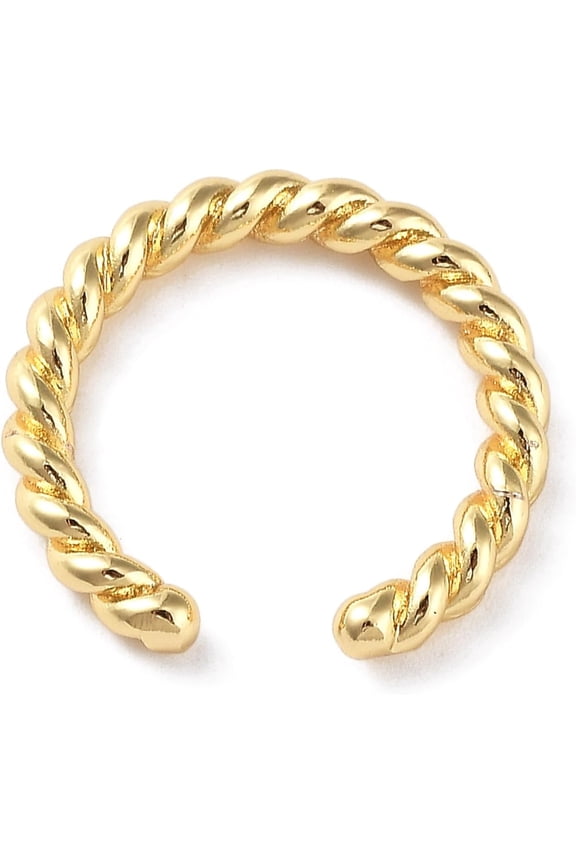 Rack Plating Brass Twist Rope Shape Open Cuff Rings for Women Lead Free & Cadmium Free Long-Lasting Plated Real 18K golden Plated Inner Diameter: 16mm