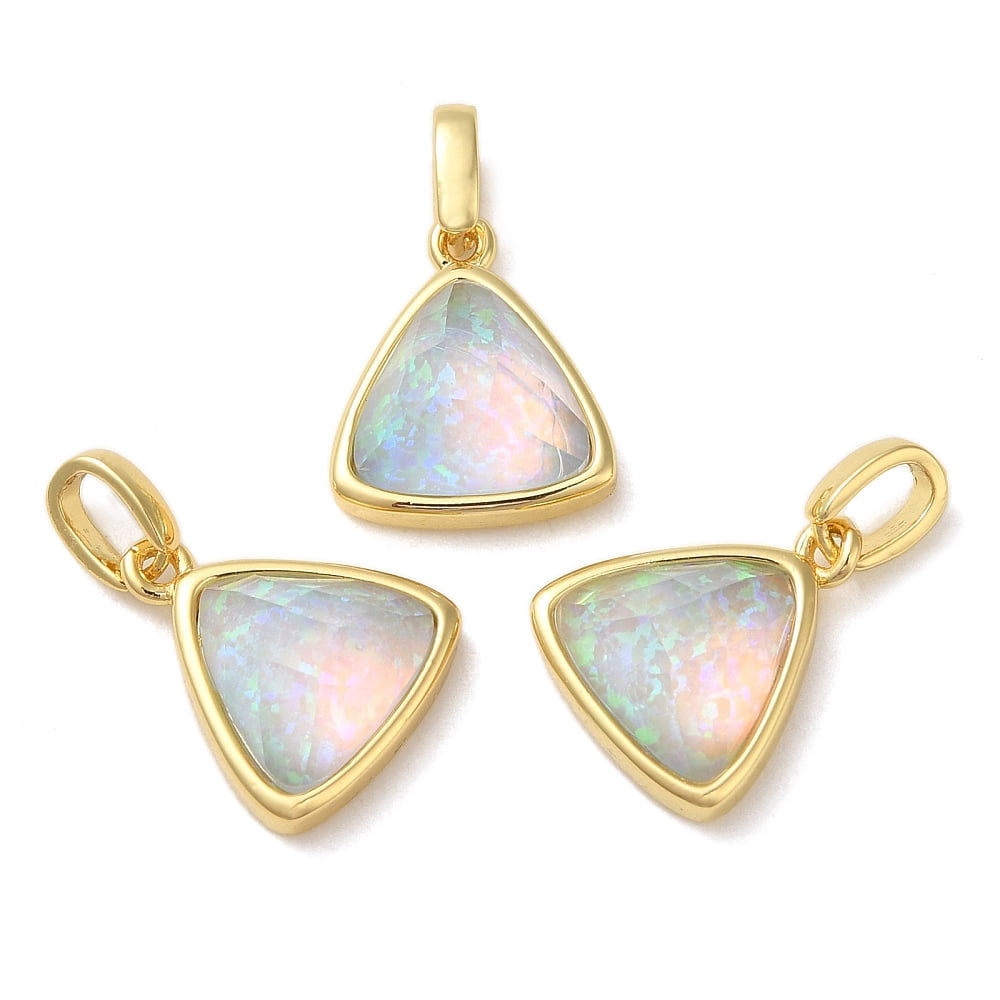 Opal Rack Rack Plating Brass with Opal Pendants Triangle Champagne Yellow 15x12 ...