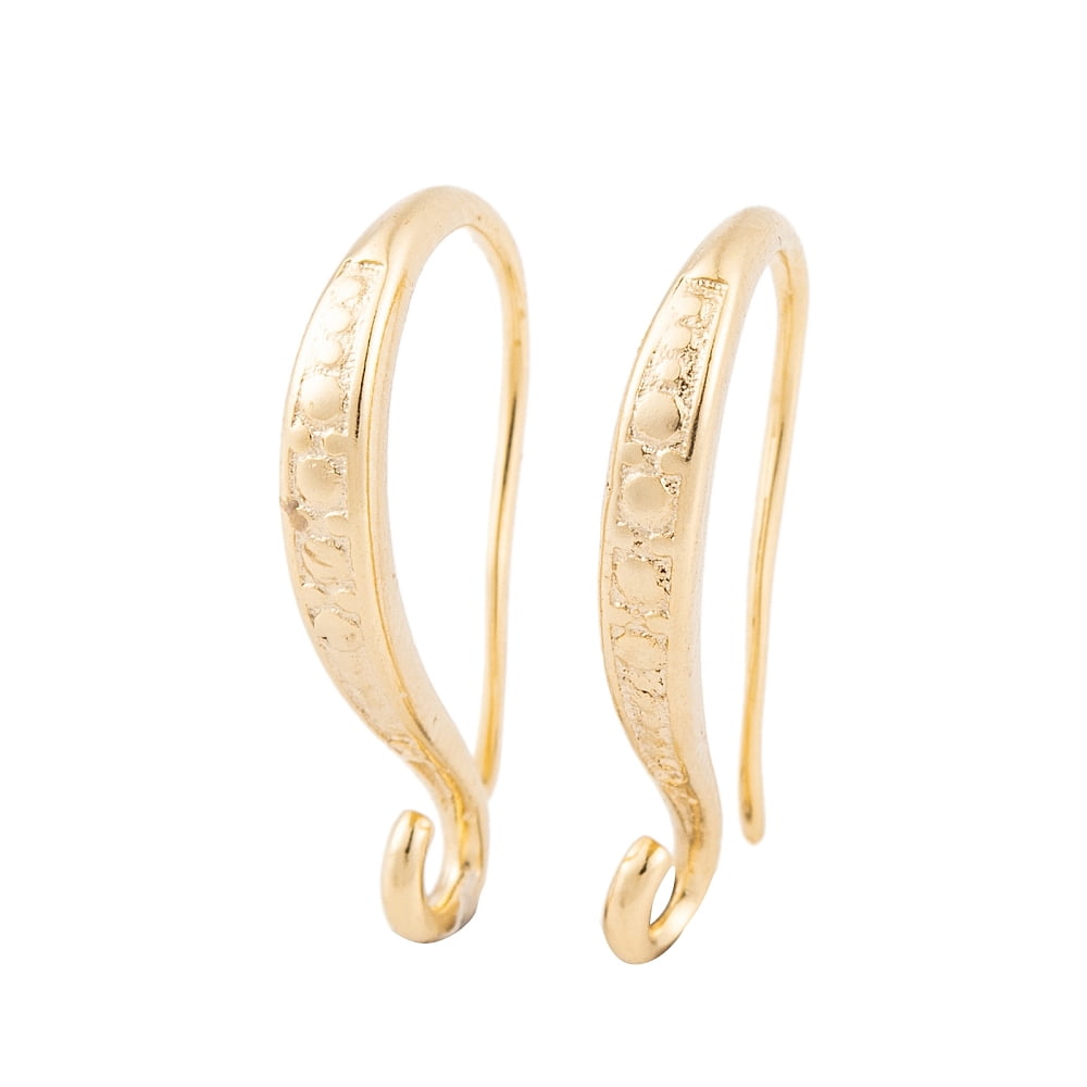 Rack Plating Eco-friendly Brass Earring Hooks with Horizontal Loop Lead Free & Cadmium Free Real 24K Gold Plated 19x2.5mm Hole: 2mm 24 Gauge Pin: 0.5mm