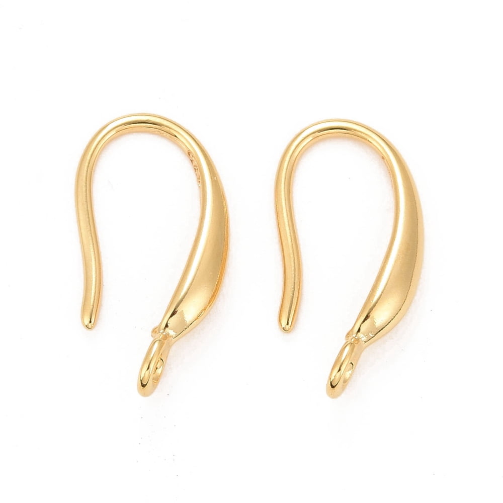 Rack Plating Eco-friendly Brass Earring Hooks with Vertical Loop Lead Free & Cadmium Free Real 24K Gold Plated 16x2.5mm Hole: 1.5mm 18 Gauge Pin: 1mm
