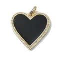 thumbnail image 1 of Rack Plating Real 18K Gold Plated Brass Micro Pave Cubic Zirconia Pendants with Enamel Long-Lasting Plated Heart Black 31x30.5x2.5mm Hole: 4.5x3mm, 1 of 3