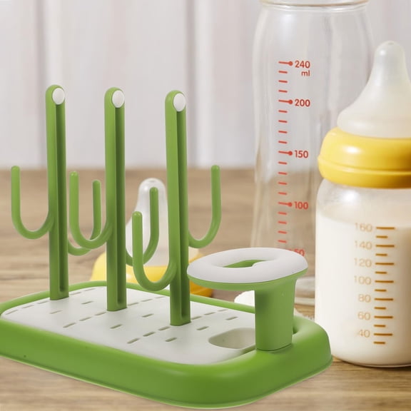 Rack Storage 2 Bottle Holder Drying Rack for Countertop Bottle Organizer and Bracket Kitchen Shelf Accessory for Air Drying Bottles, 29.8X19.8X23CM, Green