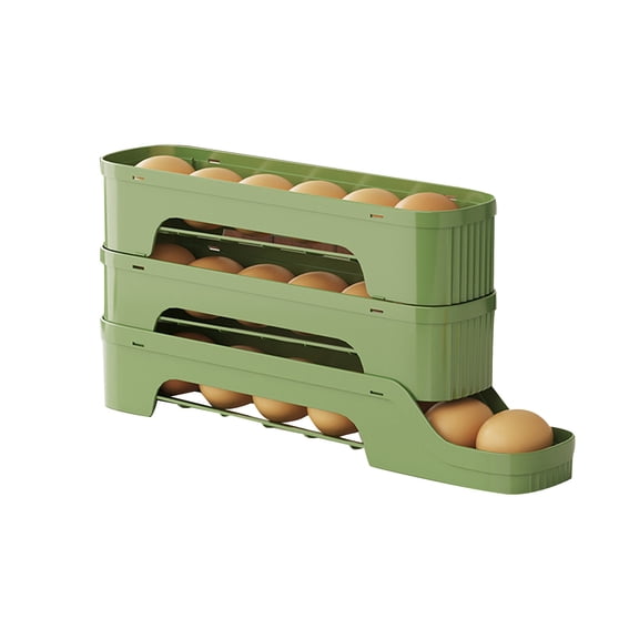Rack Storage for Kitchen – Large Capacity Slide-Egg Holder with Auto Roll Design for Fridge Door – Stackable Egg Storage Container in Food Grade Materials