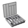 thumbnail image 1 of Rack Storage Lidded Silverware Organizer Tray for Kitchen Drawer & Countertop Container with 6 Compartments to Hold Spoons Forks & Cutlery, 1 of 3