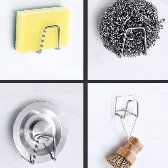 Rack Storage Solution for Kitchen Stainless Steel Sponge Holder Dishcloth Brush Caddy Organization Pro Tool, 4.4cmx4.4cm, Grey