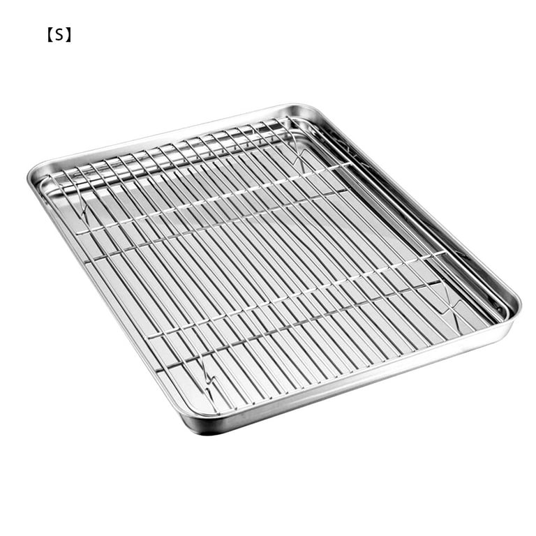 Rack Tray Set Stainless Steel Cooling Rack Non-Stick Cake Grill Kitchen Cupcake Baking Tool, 23x17x2.5cm, Other