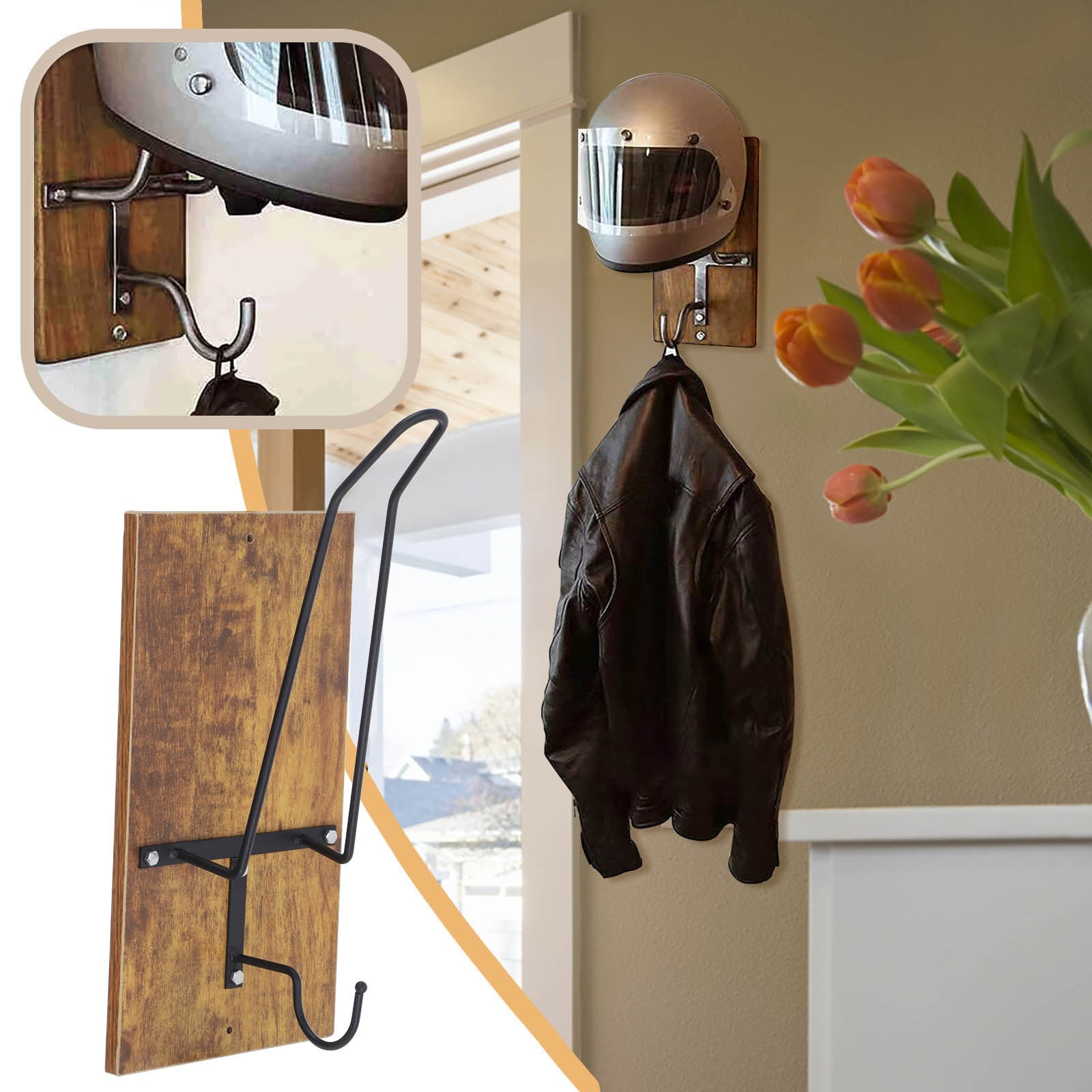Rack Wall Hanging Motorcycle Rack By Wooden Bracket Rack Can Hang Coats