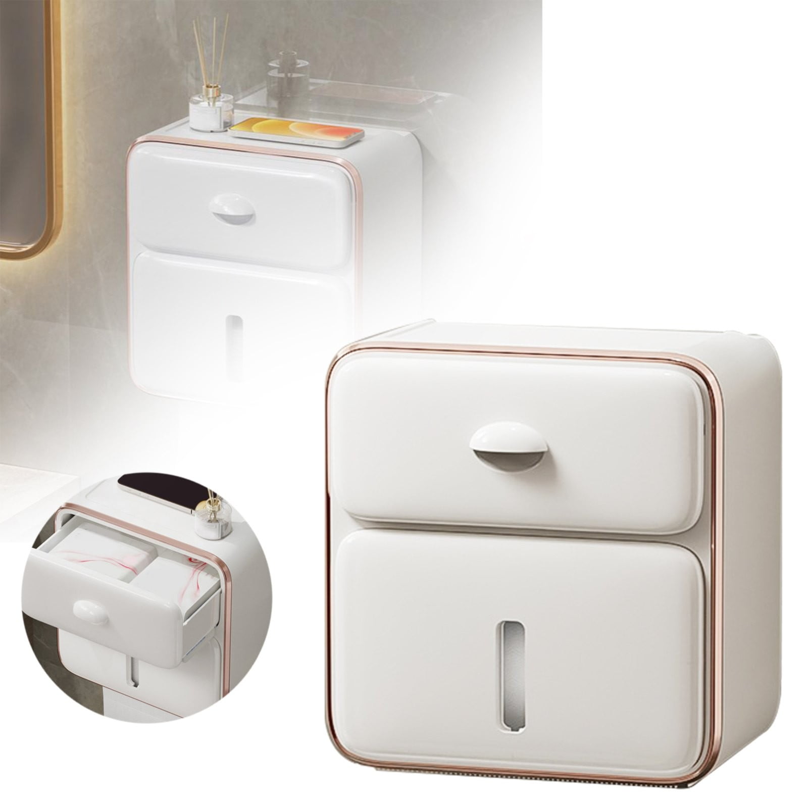 Rack! Wall Mounted Bathroom Tissue Storage Box Punch Toilet Paper Holder WC Roll Paper Stand ...