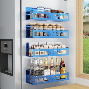 Rack for Refrigerator, 4 Pack Metal Shelf Organizer for Fridge Side, Storage Rack for Kitchen, Dark Blue