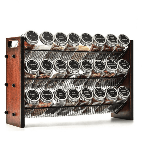 Rack,  without Seasoning Jars, Wooden  , Rustic 3 Tier Kitchen  Rack Shelf for Cabinet, Countertop or Wall Mount