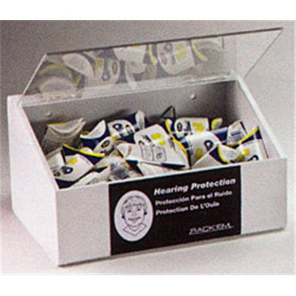RackEm Racks 5136-W 60-Pair Foam Ear Plug Dispenser with Lid - White Heavy- Duty Plastic