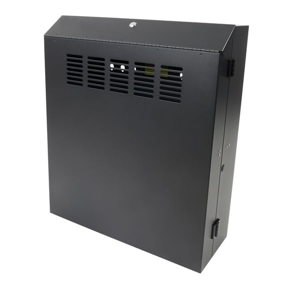 RackSolutions 5U Secure Vertical Wall Mount with Hinged Door - 23in Depth, Lockable, Vented Bottom, 150 lb Capacity