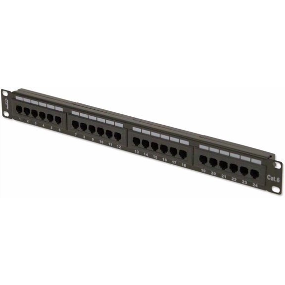 Rackmount or Wallmount 24-Port Cat6 Patch Panel RJ45 Ethernet 568A/B Compatible
