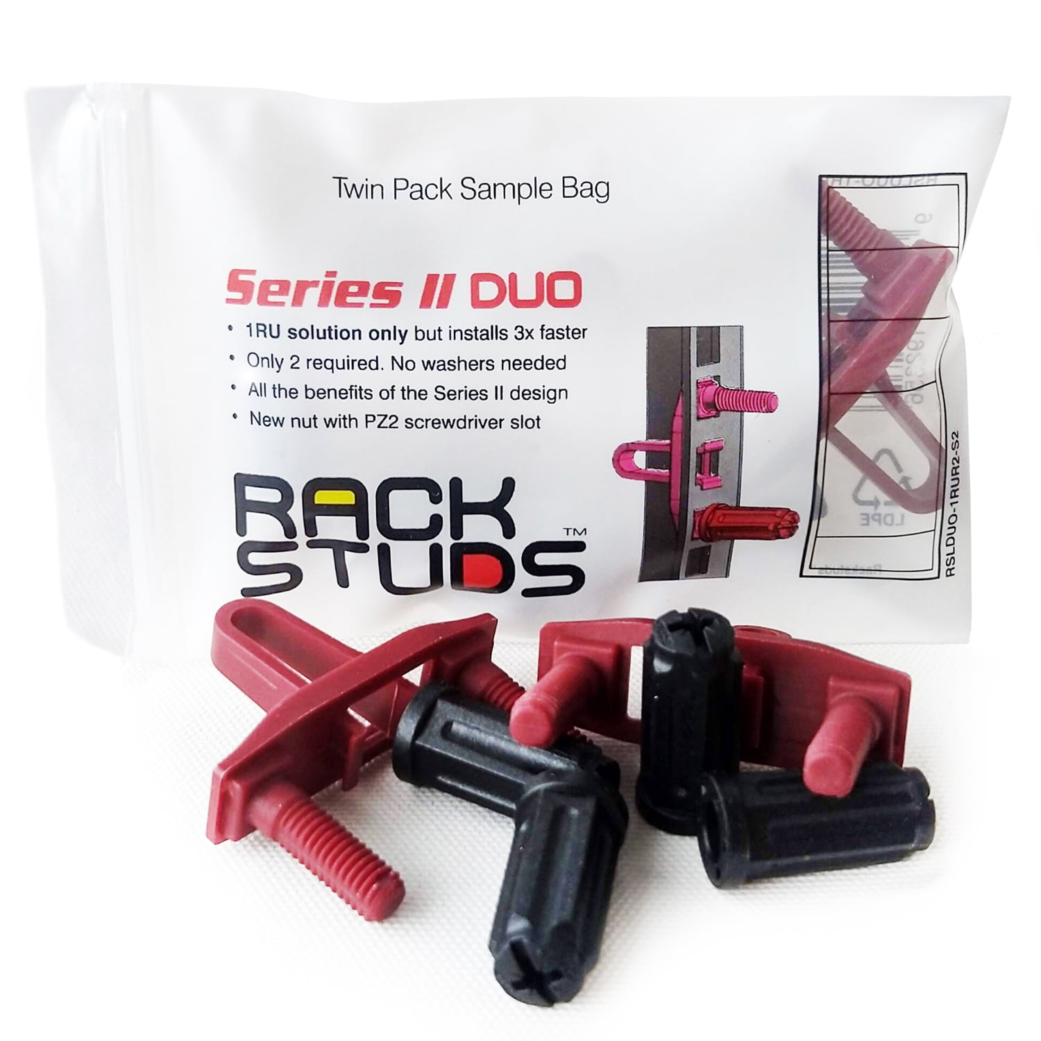 Rackstuds DUO2 1RU Rack Mount Solution Series II No More Cage Nuts