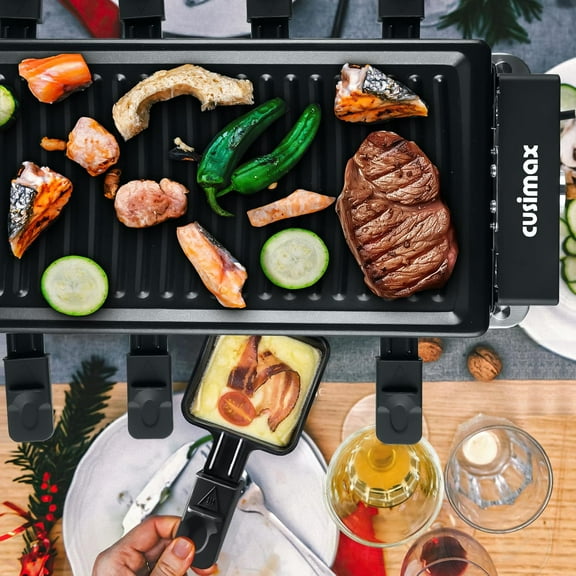 Raclette Grill Korean BBQ Grill - Portable Electric Table Grill with Non-stick Plate, Adjustable Temperature Control, 8 Cheese Trays for Fun