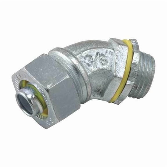 Conduit Fitting Connector, 2 in, Liquid-Tight, Steel, Electro Zinc Plated, Gray 3448