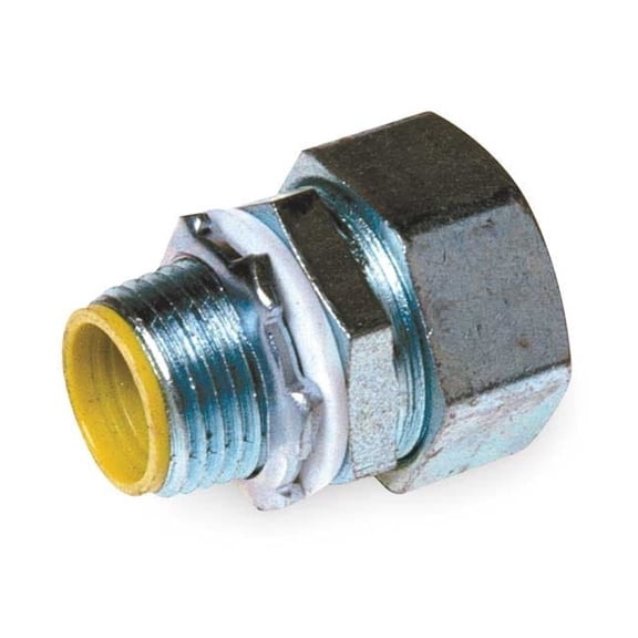 Conduit Fitting Connector, 3 in, Liquid-Tight, Steel, Electro Zinc Plated, Gray