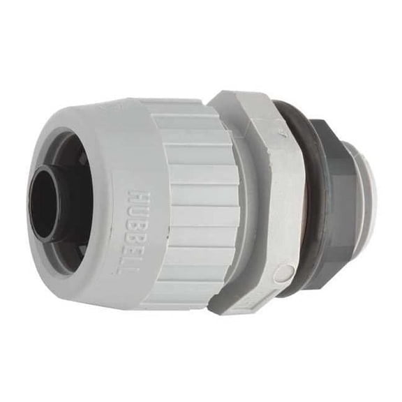 Conduit Fitting Connector, 1-1/2 in, Liquid-Tight, Nylon, Zinc Plated, Gray