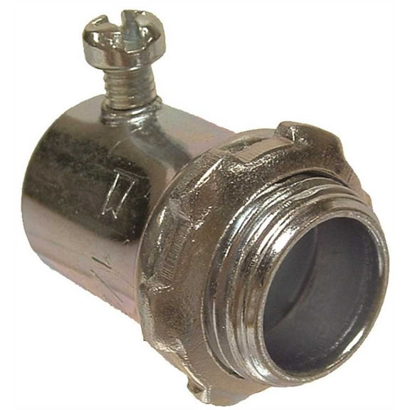 Raco EMT Grounding Connector, 1/2 in, Set Screw, Steel, Zinc Plated, Gray 2002