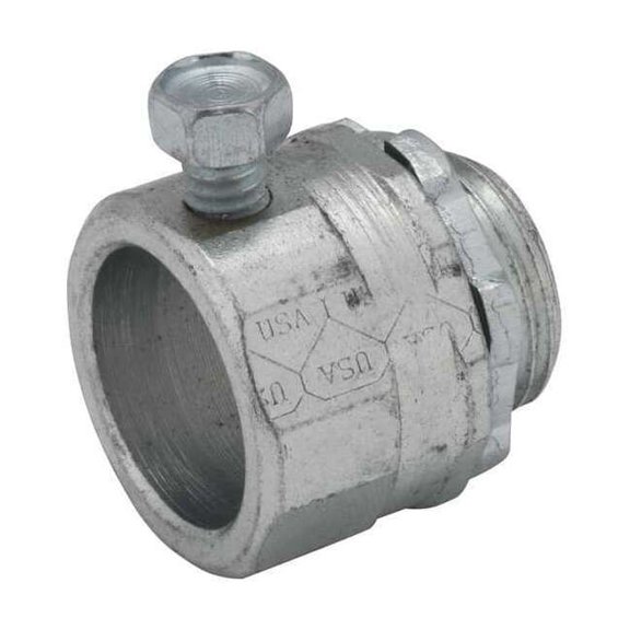 Raco EMT Grounding Connector, 4 in, Set Screw, Steel, Zinc Plated, Gray 2146