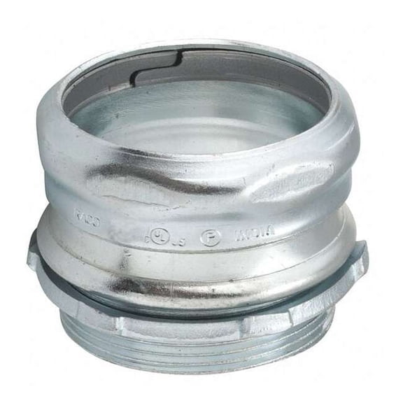 EMT Grounding Connector, 4 in, Compression, Steel, Electro Zinc Plated, Gray