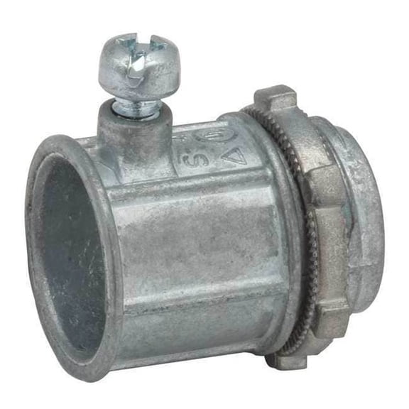 Raco EMT Grounding Connector, 1-1/2 in, Set Screw, Zinc Alloy, Plain, Gray 2606
