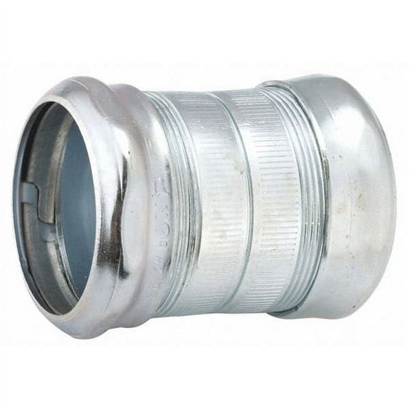 Raco EMT Coupling, 1 in, Compression, Steel, Zinc Plated, Gray 2924