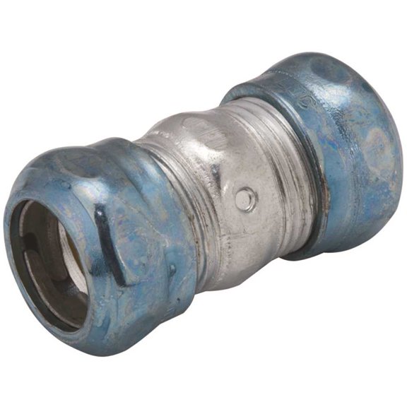 Raco EMT Coupling, 3/4 in, Compression, Steel, Plain, Blue; Gray 2923RT
