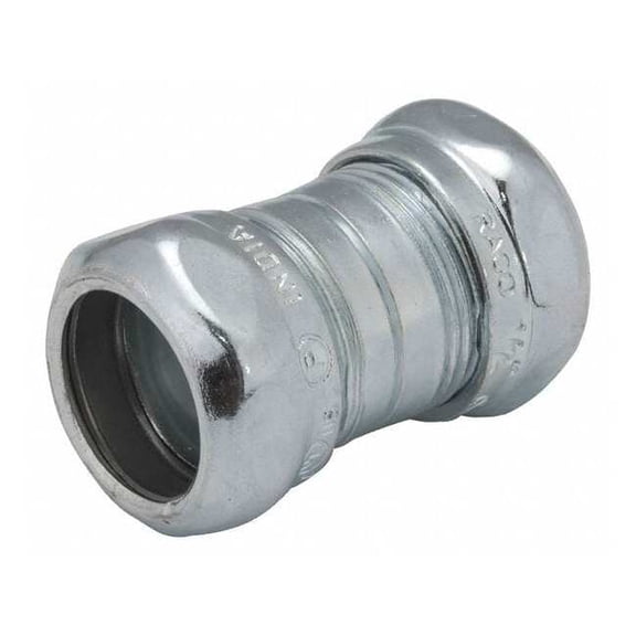 EMT Coupling, 2 in, Compression, Steel, Zinc Plated, Gray 2928