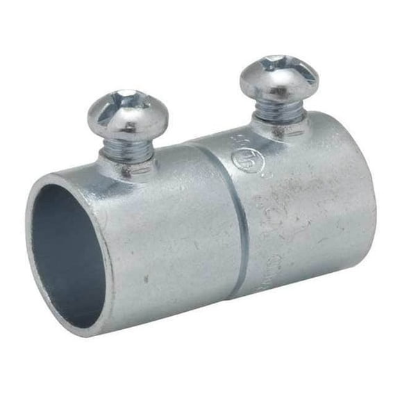 Raco EMT Coupling, 2 in, Set Screw, Steel, Zinc Plated, Gray 2028