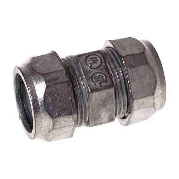 Raco EMT Coupling, 1 in, Compression, Zinc Alloy, Zinc Plated, Gray 2824