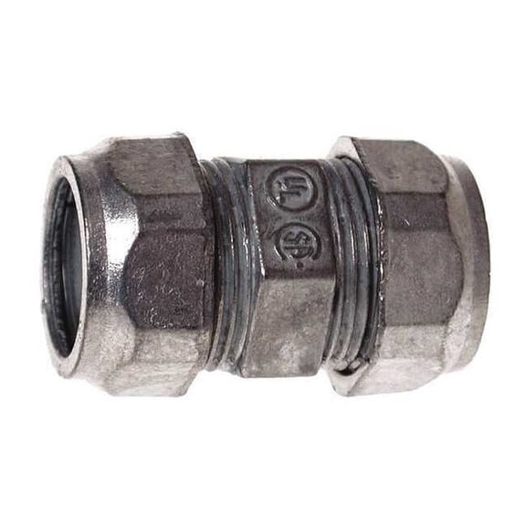 Raco EMT Coupling, 1-1/2 in, Compression, Zinc Alloy, Zinc Plated, Gray 2826
