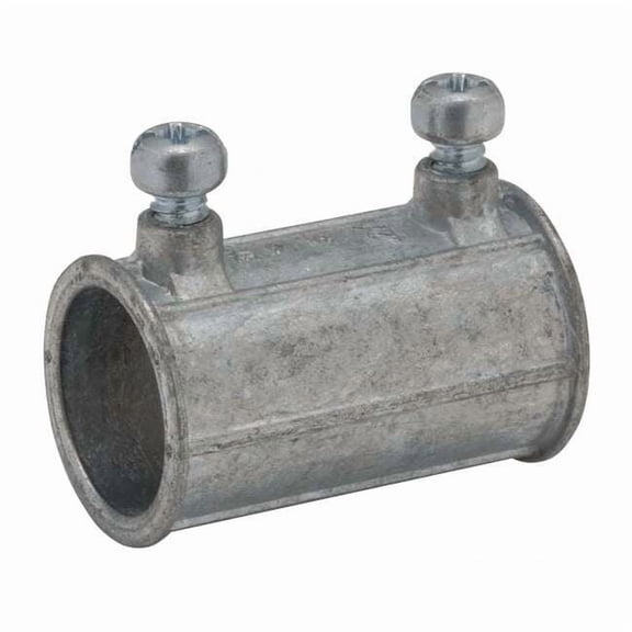Raco EMT Coupling, 1 in, Set Screw, Zinc Alloy, Zinc Plated, Gray 2624