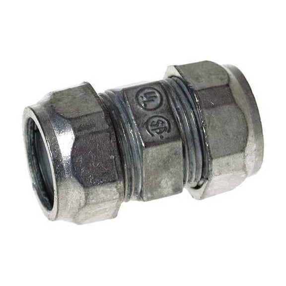 Raco EMT Coupling, 2-1/2 in, Compression, Zinc Alloy, Zinc Plated, Gray 2870