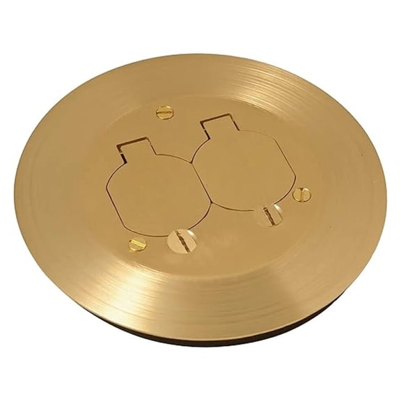 Raco Floor Box Cover Kit - Round Brass, Duplex Outlet, 300lb Capacity - for 5511 Electrical Box, UL Listed
